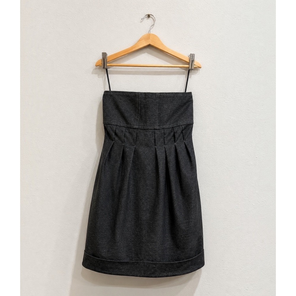 Alice + Olivia Strapless Pin-tuck Pleated Denim Mini Dress Size Small